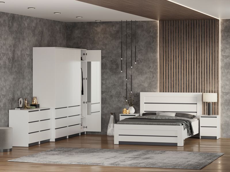 Шафа для одягу Нью-Йорк 3-дверна 120 см з полицями та штангою 120-000-НС-Ш-3 фото